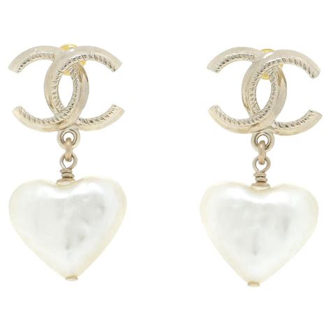 chanel heart pearl earrings|Chanel swarovski earrings.